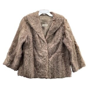 VTG Petes Sheep Fur Coat Women's Large Mob Chic Glamorous Winter Cocktail Retro
